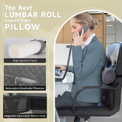 Lumbar Roll Pillow for Lower Back, Lumbar Support Foam Roll Cushion with Pillowc