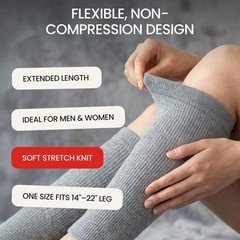 Cotton Knee Warmers Sleeves Women Men Arthritis Joint Support Grey Soft Sleep