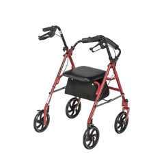 Drive Medical Durable 4-Wheel Rollator with 7.5″ Casters, Red