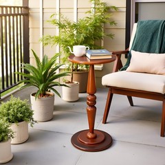 Swallowliving Round Pedestal Side Pine Wood Drink For Small Spaces 25 Tall