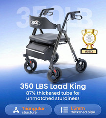 Walkers for Seniors, Z21 Rollator Walker with Seat Supports 350lb, 8″ Big Wheels