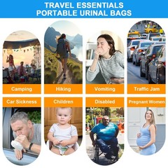 12/24 Pcs Disposable Urine Bags, 900ML Pee Bags for Travel for Women and Men, Em