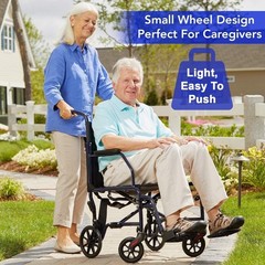 Portable 25 lbs Transport Wheelchair with Swing Away Footrests & Safety Belt