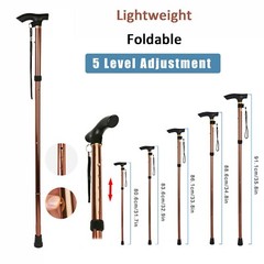 Adjustable Walking Cane Aluminum Walking Stick Folding Collapsible Travel Hiking