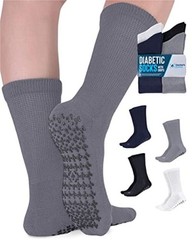 Diabetic Socks for Men and Large Black, White, Navy, Grey – 4 Pairs (Grip)