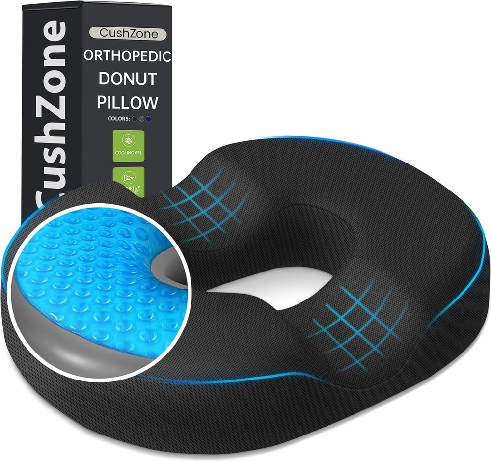 Donut Pillow for Tailbone Pain, Hemorrhoids – Cooling Gel Memory Foam Chair Seat