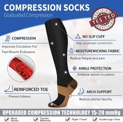 Sooverki Copper Compression Socks for Men & Women 8 Pack 15-20mmHg – Knee Hig…