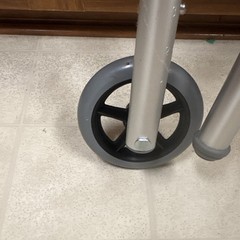 Drive Deluxe Two Button Folding Walker Adult 2 Wheels 5″ Foldable Silver/Gray