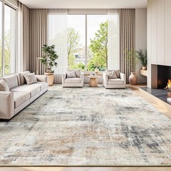 Gold Abstract 9×12 Area Rug – Non-Slip, Washable for Living Room & Bedroom
