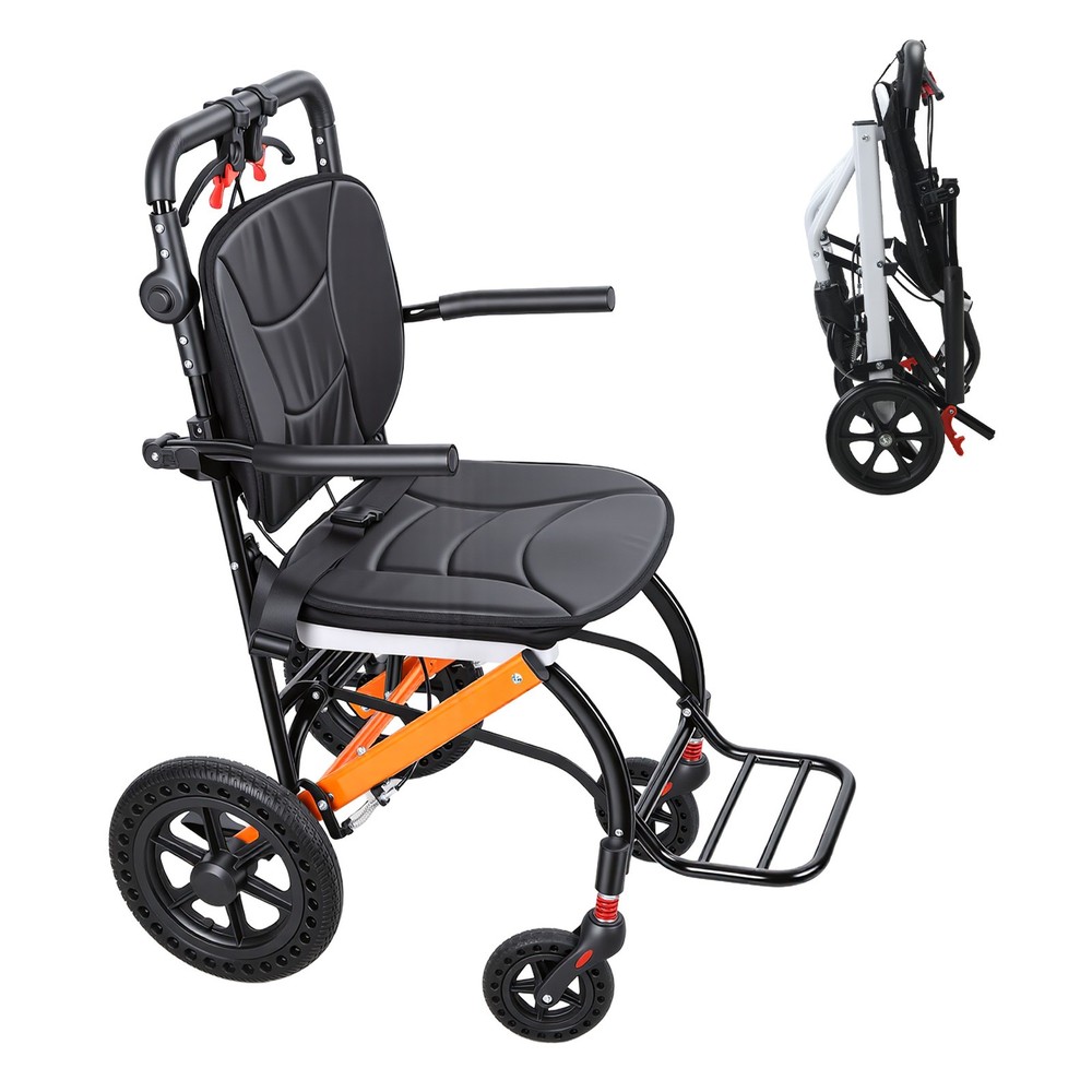 Ultra Lightweight Elderly Transport Wheelchair Portable Folding Transport Chair