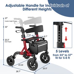 MAXWALK Portable All Terrain Foldable Outdoor Walker 10″ Wheels 300lb Senior USA