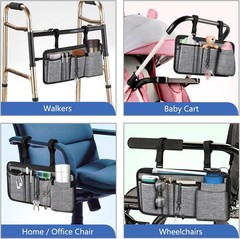 Wheelchair Side Storage Bag with Cup Holder Wheelchair Armrest Accessories Pouch
