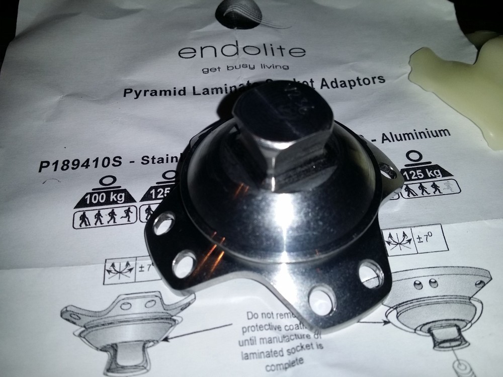 New ENDOLITE Pyramid Laminate Socket Adaptor Stainless Steel Prosthetic P189410S