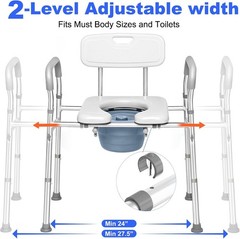 Bedside Commode with Padded Seat & Backrest 3 in 1 , 40 Liners, 6.5QT Bucket