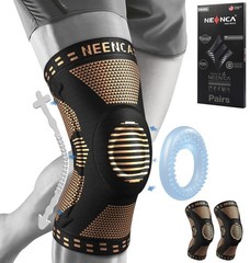 NEENCA 2 Pack Knee Braces for Pain, Medium, Active Copper (pack of 2)