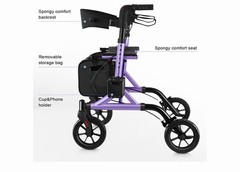 Walk Mate Rollator Walker w/ Padded Seat Backrest All Terrain Compact Purple