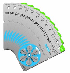 10 Packs (60 Batteries) Power One Cochlear Implant Batteries! 60 Batteries