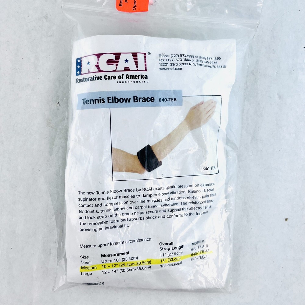 RCAI Tennis Elbow Brace 640-TEB, Medium 10″-12″ Black