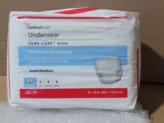 Cardinal Health Sure Care Extra Underwear, Small/Medium, 20 Count