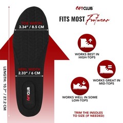 6FT CLUB Height Increase Insoles for Men, M 8-11 | 1.8” | Lo-Tops, Black