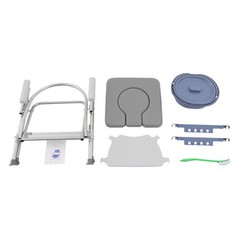 150kg/330.69 lbs Foldable Toilet Chair w/ Padded Seat Plate and Toilet Bucket