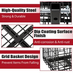 Folding Rear Basket Accessory For Mobility Scooters Power Chairs w/Hitch Receive