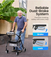 Z11 Rollator Walker with Seat, 380 lbs, Foldable Lightweight All-Terrain