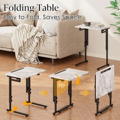 TV Tray, Folding TV Dinner Table, Adjustable Small C-Shaped End Tray for Eati…
