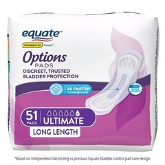Equate Options Women Incontinence Pads Ultimate Long 102 Ct Unscented