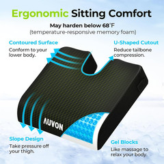 Gel Wheelchair Seat Cushion, Waterproof Cover, Pressure Sore & Ulcer | Ergonomic