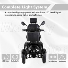Heavy Duty 4-Wheel Mobility Scooters 31 Miles 3-Speed 800W 500lbs Capacity