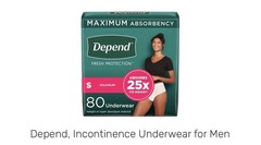 Depends Dry Shield 80 Count. Incontinence Protection For Women 24”-30” Waist