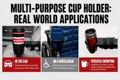 Wheelchair Cup Holder for Armrests – Nearly 1 Count (Pack of 1), Black