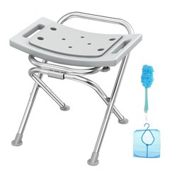 Folding Shower Chair Seat – 17.5″ Stainless Steel, Portable Anti-Slip Bath Stool