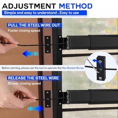 2-in-1 Aluminum RV Screen Door Closer Handle Grab Bar,Adjustable Tension &