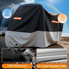 Motorcycle Cover Waterproof Outdoor – All Season Sun 86.6″ Black & Silver