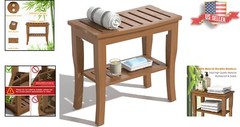 Water-Resistant Waterproof Bamboo Shower Bench – Versatile – 18.9″x18.11″x9.96″