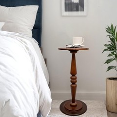 Swallowliving Round Pedestal Side Pine Wood Drink For Small Spaces 25 Tall