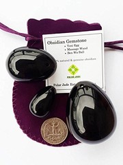 Black Obsidian Eggs 3-PCS Set – Handcrafted Gemstone Eggs with Smooth Polishe…