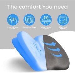 Klaudena Memory Foam Chair Cushion for Back Support, Sciatica Pain Relief