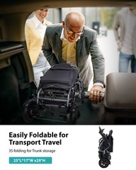 33lb Lightweight Electric Wheelchairs for Adults, 20 Mi & 360W Dual Motor, Black