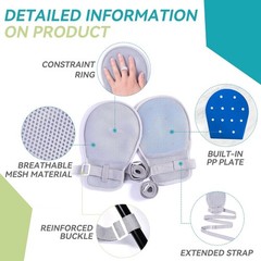 Medical Restraint Mitts for Adults – 2Pcs Anti Scratch Gloves with Grab Plates