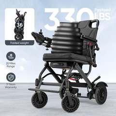 Intelligent Lightweight Foldable Electric Power Wheelchair 330lb All Terrain FDA