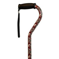 NEW ADJUSTABLE LENGTH ALUMINUM OFFSET HANDLE ROSE & SKULL PRINT WALKING CANE