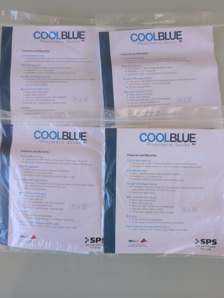 ALPS CoolBlue CB3HMSH2 Prosthetic Sock 3 Ply Size 1,2 Length 10-14 -Lot of 4