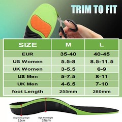Orthotic Shoe Insoles High Arch Support Flat Feet Inserts for Plantar Fasciitis
