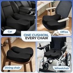 Gel Memory Foam Wheelchair Cushion, Pressure & Tailbone Pain Relief Seat Pad