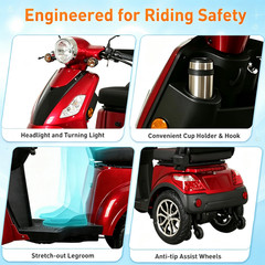 1000W Heavy Duty 4Wheel Mobility Scooters 500lbs Capacity Electric Powered Chair