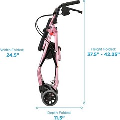 Nova GetGO Classic Foldable Rolling Walker Stnd Size Rollator – OPEN BOX PINK
