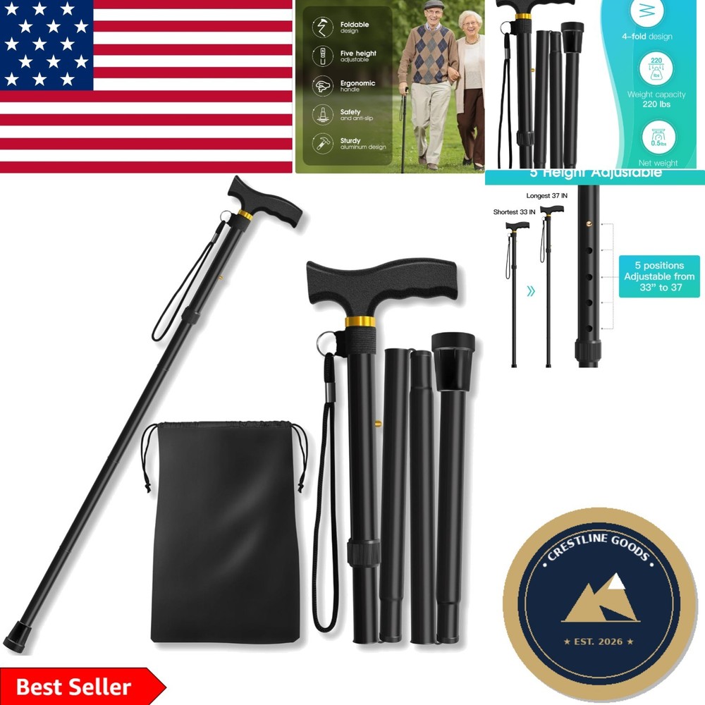 High-Performance Folding Cane – Lightweight Aluminum with Non-Slip Base and Bag